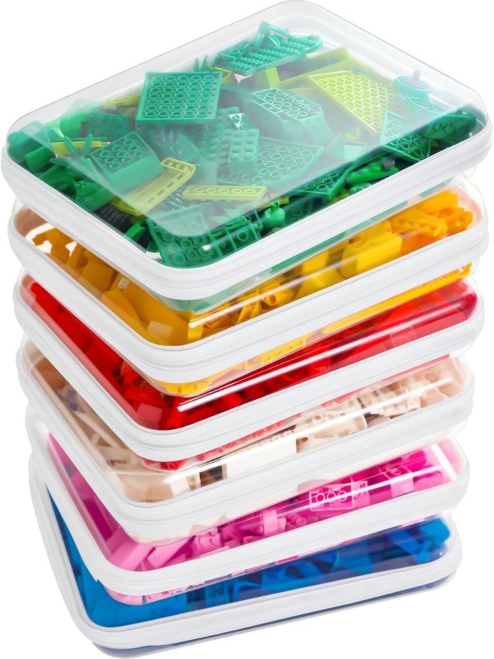 6PCS Large Clear Zippered Cases - Waterproof Diaper Bag Organizers & Cosmetic